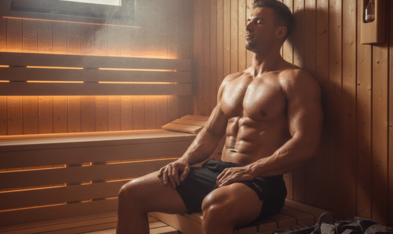 mezczyzna regeneruje sie na saunie finskiej