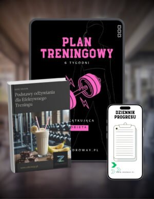 zestaw plan treningowy dla kobiety, ebook podstawy odżywiania dla efektywnego treningu, dziennik progresu